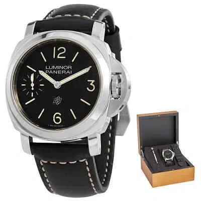 Pre-owned Panerai Luminor Logo Hand Wind Black Dial Men's Watch Pam01084