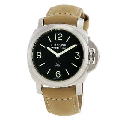 Pre-owned Panerai Luminor Logo Hand Wind Black Dial Men's Watch Pam01086