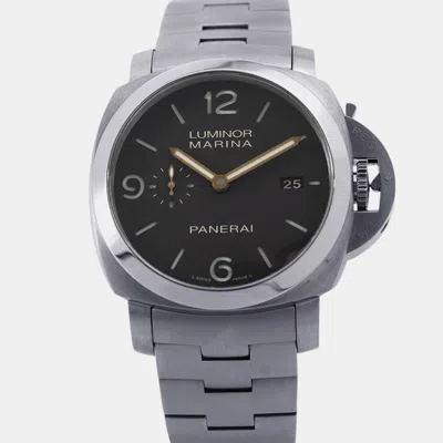 Pre-owned Panerai Luminor Marina 1950 Pam00352 Brown Dial Titanium Wristwatch 44mm
