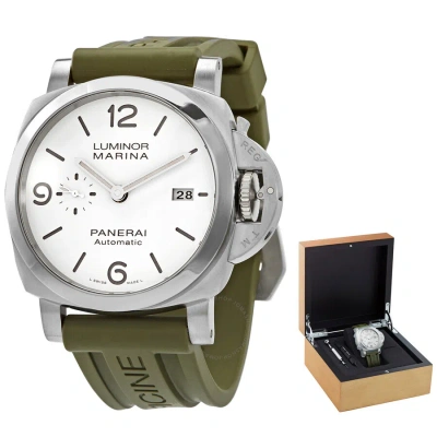 Panerai Luminor Marina Automatic White Dial Men's Watch Pam01314 In Green / White