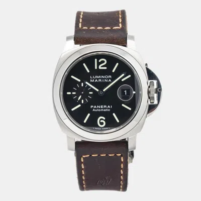 Pre-owned Panerai Luminor Marina Pam00104 Black Dial Stainless Steel Automatic Men's Wristwatch 44 Mm