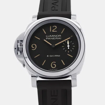 Pre-owned Panerai Luminor Marina Pam01655 Black Stainless Steel Manual Winding Men Wristwatch 44mm