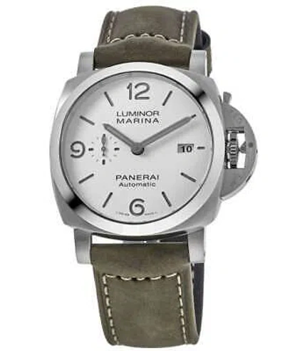 Pre-owned Panerai Luminor Marina White Dial Leather Strap Men's Watch Pam01314