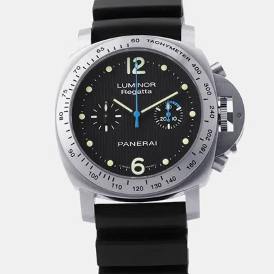 Pre-owned Panerai Luminor Pam00308 Black Stainless Steel Manual Winding Men's Watches 44mm