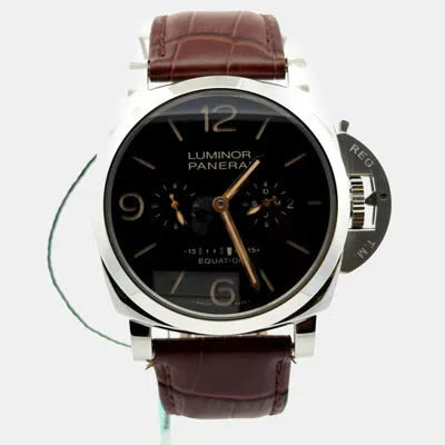 Pre-owned Panerai Luminor Pam00601 Manual Winding Brown Dial Leather Men's Wristwatch 47 Mm