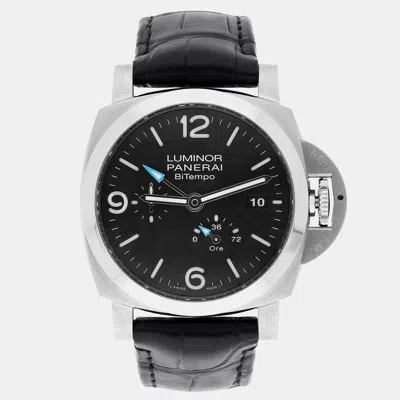 Pre-owned Panerai Luminor Pam01360 Automatic Black Stainless Steel Men's Wristwatch 44 Mm