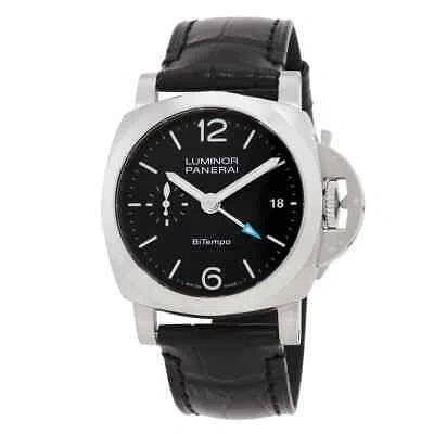 Pre-owned Panerai Luminor Quaranta Bitempo Automatic Black Dial Men's Watch Pam01365