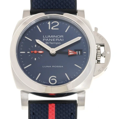 Panerai Luminor Quaranta Bitempo Luna Rossa Gmt Automatic Blue Dial Men's Watch Pam01404 In Metallic