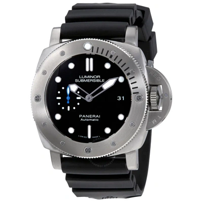Panerai Luminor Submersible 1950 Automatic Titanium Men's Rubber Watch Pam01305 In Black / Grey / Skeleton
