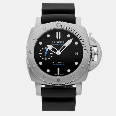 Pre-owned Panerai Luminor Submersible Pam 973 Black Stainless Steel Automatic Men's Watches 42mm