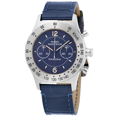 Panerai Mare Nostrum Acciaio Chronograph Blue Dial Men's Watch Pam00716 In Metallic