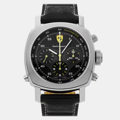 Pre-owned Panerai Ferrari Scuderia Rattrapante Fer00010 Black Automatic Stainless Steel Men's Wristw