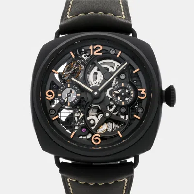 Pre-owned Panerai Lo Scienziato Radiomir Tourbillon Gmt Pam 350 48 Mm In Black