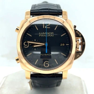 Panerai Luminor 1950 3 Days Chrono Flyback Black Dial Men's Watch Pam00525 In Black / Blue / Gold / Gold Tone / Rose / Rose Gold / Rose Gold Tone