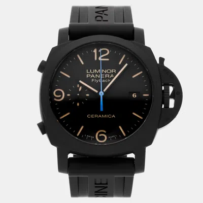 Pre-owned Panerai Luminor 3 Days Chronograph Flyback Pam 580 Automatic Men's Watch 44 Mm In Black