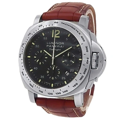 Panerai Luminor Chrono Chronograph Black Dial Men's Watch Pam00236 In Black / Brown