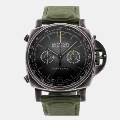 Pre-owned Panerai Luminor Chrono Navy Seals Pam 1409 In Black
