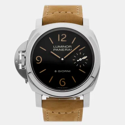 Pre-owned Panerai Luminor Destro Otto Giorni Pam 1655 Black Manual Winding Stainless Steel Men's Wri