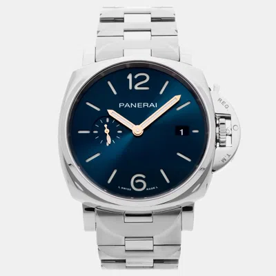 Pre-owned Panerai Luminor Due Pam 1124 Automatic Men's Watch 42 Mm In Blue