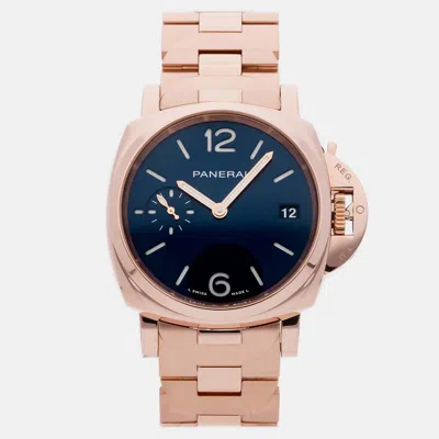 Pre-owned Panerai Luminor Due Tuttooro Pam 1182 In Blue