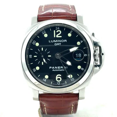 Panerai Luminor Gmt Automatic Black Dial Men's Watch Pam00159 In Brown