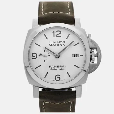 Pre-owned Panerai Luminor Marina Pam 1314 Automatic Men's Watch 44 Mm In White