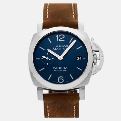 Pre-owned Panerai Luminor Marina Quaranta Pam 1270 Automatic Men's Watch 40 Mm In Blue