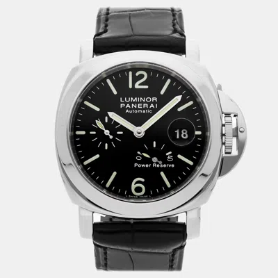 Pre-owned Panerai Luminor Power Reserve Pam 90 Black Automatic Stainless Steel Men's Wristwatch 44 M