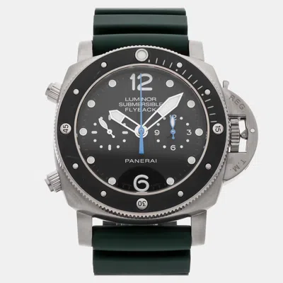 Pre-owned Panerai Luminor Submersible 1950 Flyback Chronograph Pam 615 Black Automatic Titanium Men'