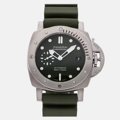 Pre-owned Panerai Luminor Submersible Limited Verde Militare Pam 1055 In Green