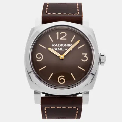 Pre-owned Panerai Radiomir 1940 3 Days Pam 662 Automatic Blue Stainless Steel Men's Wristwatch 40 Mm In Brown