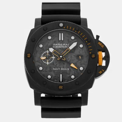 Pre-owned Panerai Submersible Gmt Navy Seals Pam 1324 44 Mm In Black