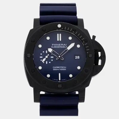 Pre-owned Panerai Submersible Quarantaquattro Blu Abisso Carbotech Pam 1232 Blue Automatic Carbon Fi