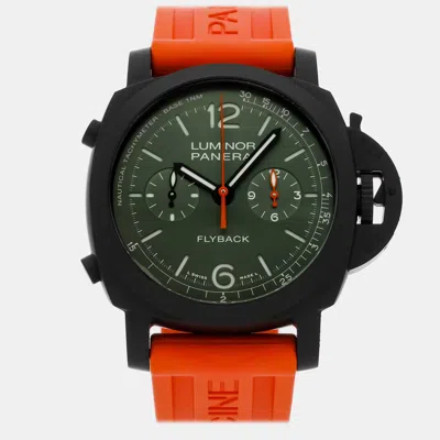 Pre-owned Panerai Luminor Chrono Flyback Cer Pam 1498 In Green