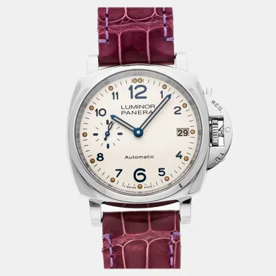 Pre-owned Panerai Luminor Due Pam 903 Automatic 38 Mm In White