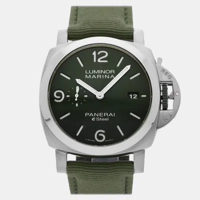 Pre-owned Panerai Luminor Marina Verde Smeraldo Esteel Pam 1356 In Green