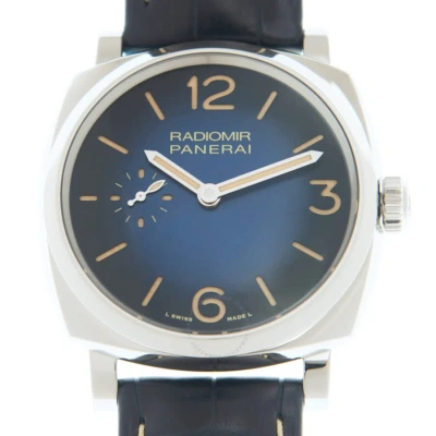 Panerai Radiomir Hand Wind Blue Dial Men's Watch Pam01144 In Black