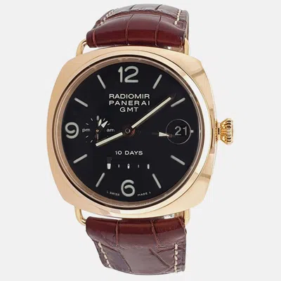 Pre-owned Panerai Radiomir Pam00273 Automatic Black 18k Rose Gold Men's Wristwatch 45 Mm