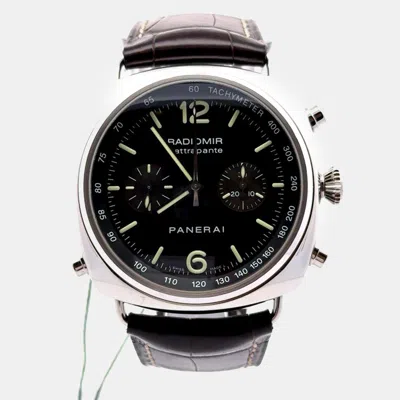 Pre-owned Panerai Radiomir Rattrapante Pam00214 Automatic Black Dial Stainless Steel Men's Wristwatch 45 Mm