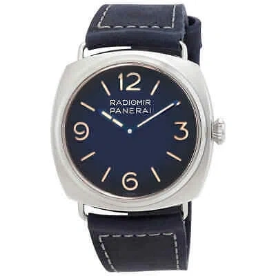 Pre-owned Panerai Radiomir Tre Giorni Hand Wind Blue Dial Men's Watch Pam01335