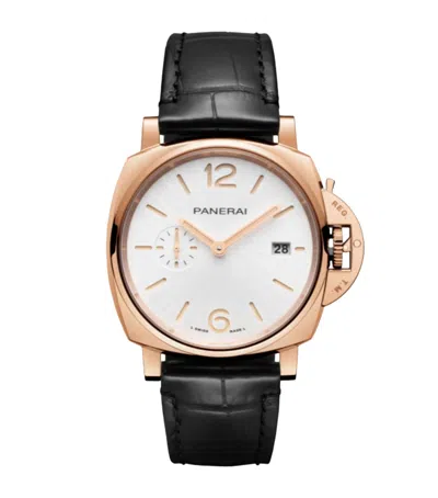 Panerai Rose Gold Luminor Due Watch In Black