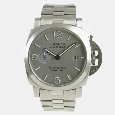 Pre-owned Panerai Silver Stainless Steel Luminor Pam00978 Automatic Men's Wristwatch 44 Mm