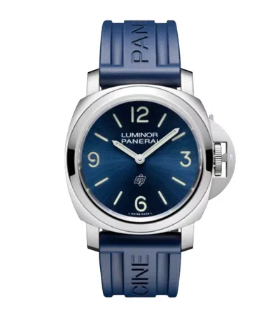 Panerai Stainless Steel Luminor Base Watch In Blue