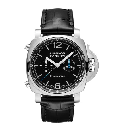 Panerai Stainless Steel Luminor Chronograph Watch In Black