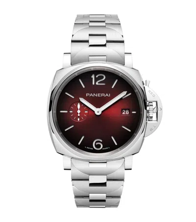 Panerai Stainless Steel Luminor Due Watch In Burgundy