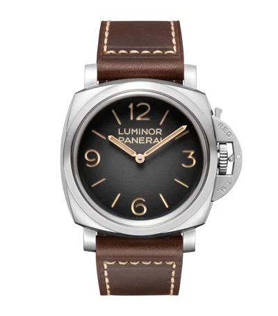 Panerai Stainless Steel Luminor Tre Giorni Watch In Brown