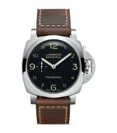 Panerai Stainless Steel Luminor Watch In Brown