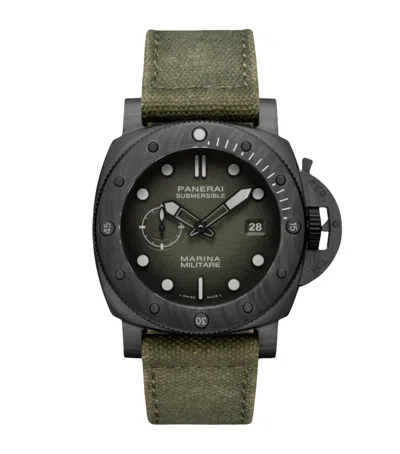 Panerai Stainless Steel Submersible Marina Militare Watch In Green