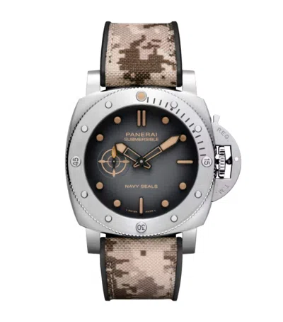Panerai Stainless Steel Submersible Navy Seals Watch In Brown