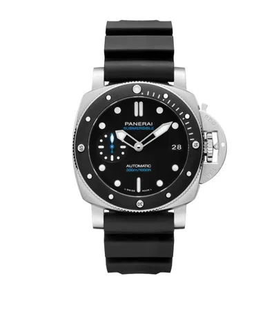 Panerai Stainless Steel Submersible Watch 42mm In Black
